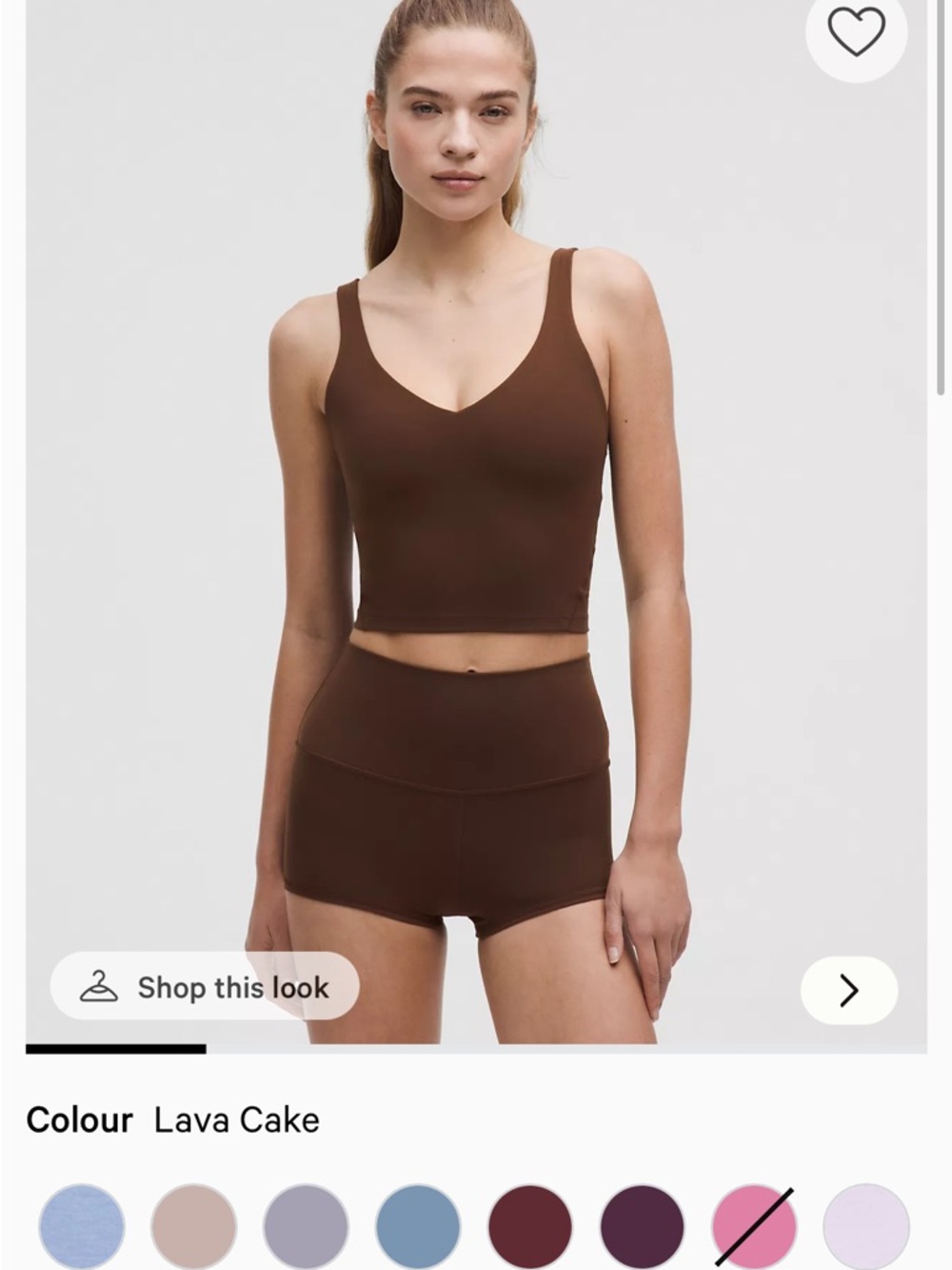 lululemon athletica Lava Cake Brown V‑Neck Cropped Tank